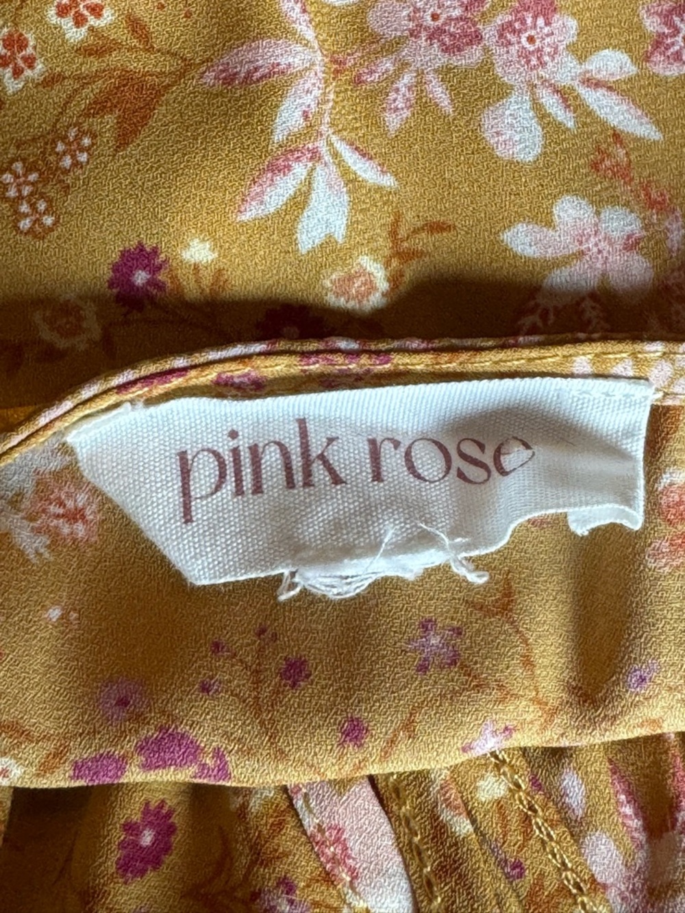Pink Rose Mustard Floral Wrap Peplum Top small Euc - Picture 5 of 6